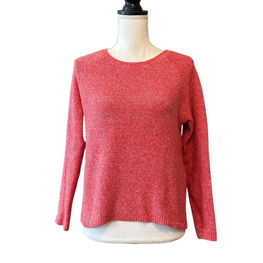 Lilla P Back Zip Ragland Sweater Women’s SZ XS in Marled Red‎